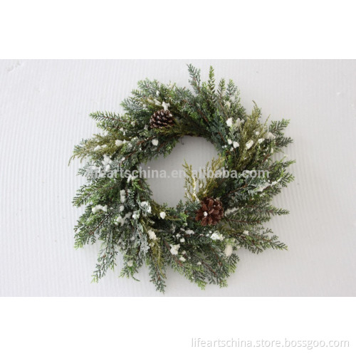 wreath, snow wreath, pinecone wreath, artificial wreath, christmas decor